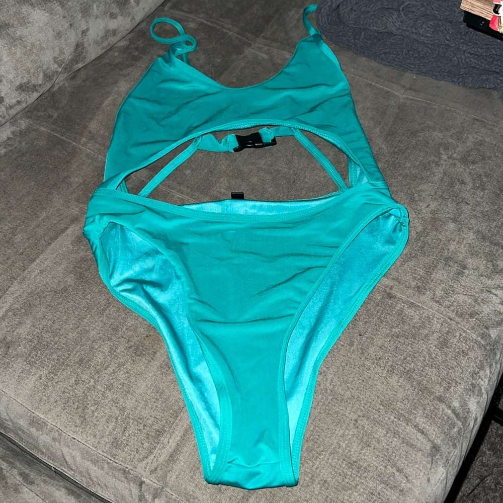 Teal one piece swimsuit
